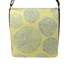 Spring Dahlia Print - Pale Yellow & Light Blue Flap Closure Messenger Bag (l) by WensdaiAmbrose