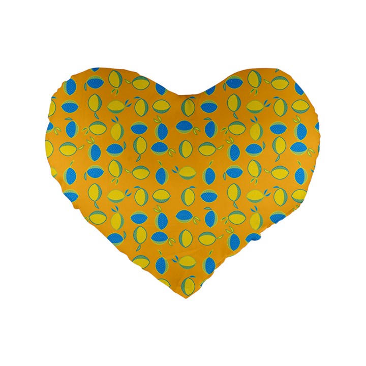 Lemons Ongoing Pattern Texture Standard 16  Premium Flano Heart Shape Cushions