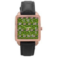 Pattern Nature Texture Heather Rose Gold Leather Watch 