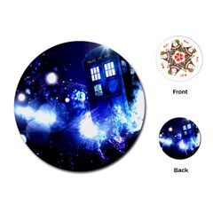 Tardis Background Space Playing Cards (round)