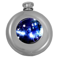 Tardis Background Space Round Hip Flask (5 Oz)