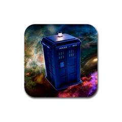 The Police Box Tardis Time Travel Device Used Doctor Who Rubber Square Coaster (4 Pack) 