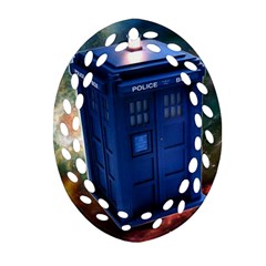 The Police Box Tardis Time Travel Device Used Doctor Who Oval Filigree Ornament (two Sides) by Sudhe