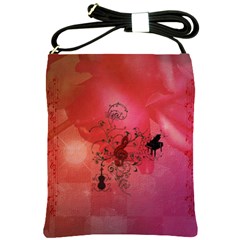 Decorative Clef With Piano And Guitar Shoulder Sling Bag by FantasyWorld7