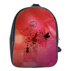 Decorative Clef With Piano And Guitar School Bag (xl) by FantasyWorld7