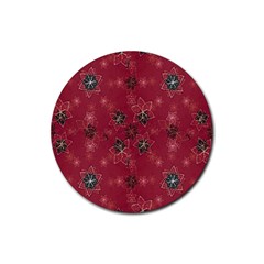 Modern Floral Collage Print Pattern Modern Floral Collage Print Pattern Rubber Round Coaster (4 Pack)  by dflcprintsclothing