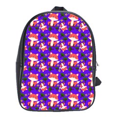 Fox And Trees Pattern Blue School Bag (large)