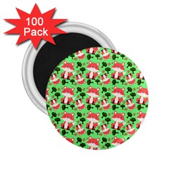 Fox And Trees Pattern Green 2 25  Magnets (100 Pack)  by snowwhitegirl