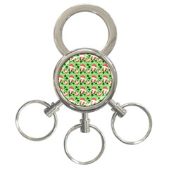 Fox And Trees Pattern Green 3-ring Key Chains