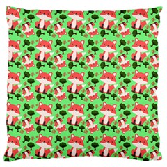 Fox And Trees Pattern Green Large Flano Cushion Case (one Side)