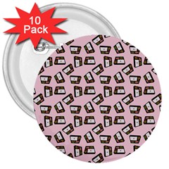 Bento Lunch Pink 3  Buttons (10 Pack)  by snowwhitegirl