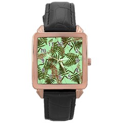 Fern Green Rose Gold Leather Watch 