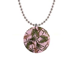 Fern Pink 1  Button Necklace