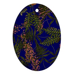 Fern Blue Oval Ornament (two Sides)