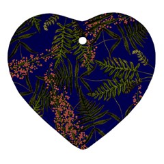 Fern Blue Heart Ornament (two Sides)