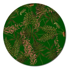 Fern Dark Green Magnet 5  (round)