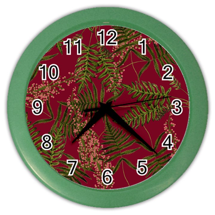 Fern Red Color Wall Clock