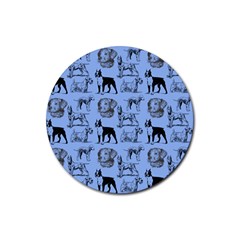 Dog Pattern Blue Rubber Coaster (round) 