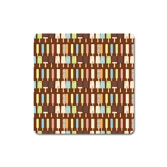 Candy Popsicles Brown Square Magnet