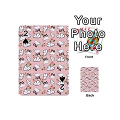 Vintage Lamb Pattern Pink Playing Cards 54 (mini) by snowwhitegirl