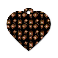 Shopping Bag Pattern Black Dog Tag Heart (one Side)