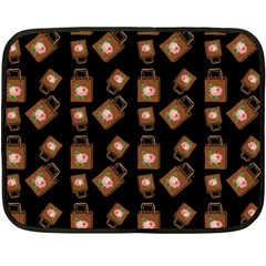 Shopping Bag Pattern Black Fleece Blanket (mini)