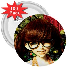 Olivia In The Fields 3  Buttons (100 Pack)  by snowwhitegirl