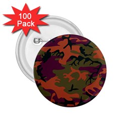 Camouflage Orange 2 25  Buttons (100 Pack)  by snowwhitegirl