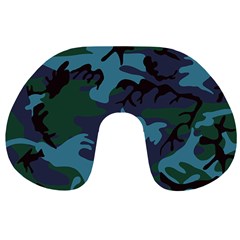 Camouflage Blue Travel Neck Pillows by snowwhitegirl