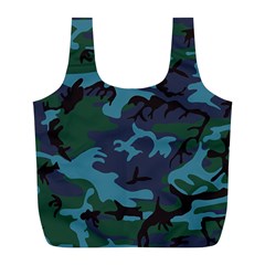 Camouflage Blue Full Print Recycle Bag (l) by snowwhitegirl