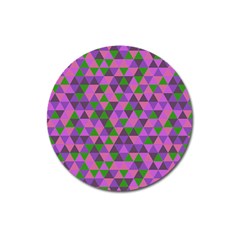 Retro Pink Purple Geometric Pattern Magnet 3  (round) by snowwhitegirl