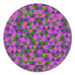 Retro Pink Purple Geometric Pattern Magnet 5  (round) by snowwhitegirl