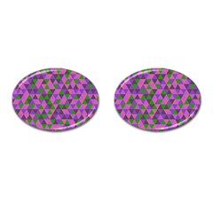 Retro Pink Purple Geometric Pattern Cufflinks (oval) by snowwhitegirl