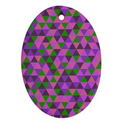 Retro Pink Purple Geometric Pattern Oval Ornament (two Sides)