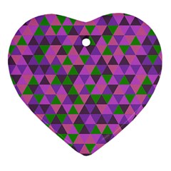 Retro Pink Purple Geometric Pattern Heart Ornament (two Sides)