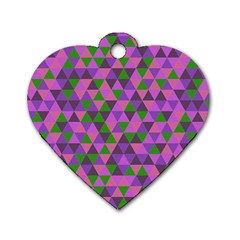 Retro Pink Purple Geometric Pattern Dog Tag Heart (two Sides) by snowwhitegirl