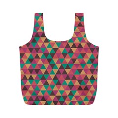 Retro Orange Green Geometric Pattern Full Print Recycle Bag (m) by snowwhitegirl