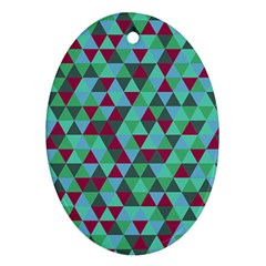 Retro Teal Green Geometric Pattern Oval Ornament (two Sides)