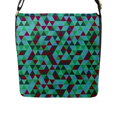 Retro Teal Green Geometric Pattern Flap Closure Messenger Bag (l) by snowwhitegirl