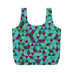 Retro Teal Green Geometric Pattern Full Print Recycle Bag (m) by snowwhitegirl