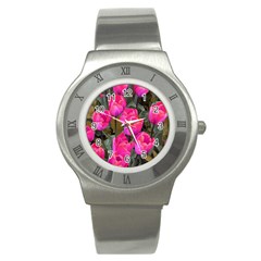 Pink Tulips Stainless Steel Watch