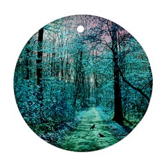 Blue Forest Round Ornament (two Sides) by snowwhitegirl