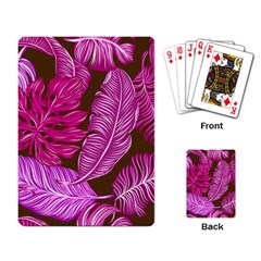 Tropical Pink Leaves Playing Cards Single Design