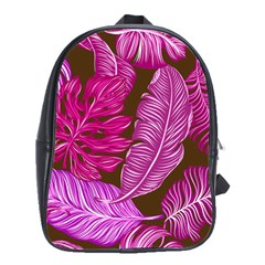 Tropical Pink Leaves School Bag (large)