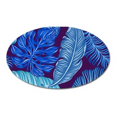 Tropical Blue Leaves Oval Magnet