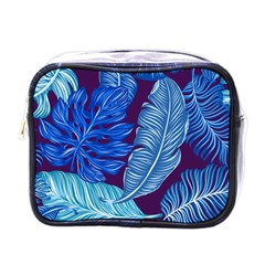 Tropical Blue Leaves Mini Toiletries Bag (one Side) by snowwhitegirl