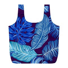 Tropical Blue Leaves Full Print Recycle Bag (l) by snowwhitegirl