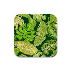 Tropical Green Leaves Rubber Square Coaster (4 Pack)  by snowwhitegirl