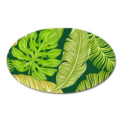 Tropical Green Leaves Oval Magnet