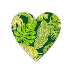 Tropical Green Leaves Heart Magnet by snowwhitegirl
